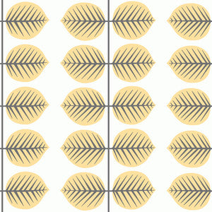 Bersa Yellow Leaf Stripe Wallpaper by Lucky Day Designer