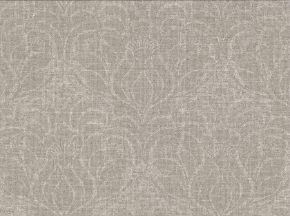 Sandor Grey Damask Wallpaper by Warner Designer Cortina IV Covers about 60.8 square feet 27-in by 27-ft long roll Unpasted 18 - Swanky Fabrics -