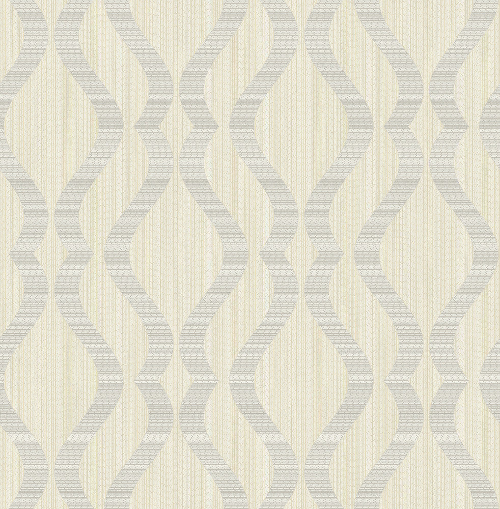 Yves Multicolor Ogee Wallpaper by Advantage Designer Metallic Covers about 56.4 square feet 20.5-in by 33-ft long roll Unpasted 10.4 - Swanky Fabrics -