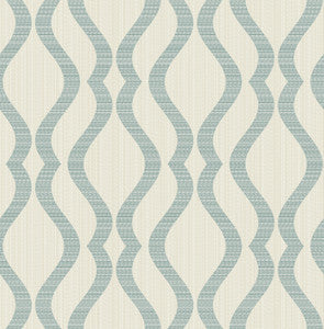 Yves Teal Ogee Wallpaper by Advantage Designer