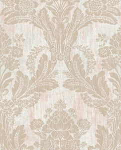 Zemi Light Pink Damask Wallpaper by Advantage Designer