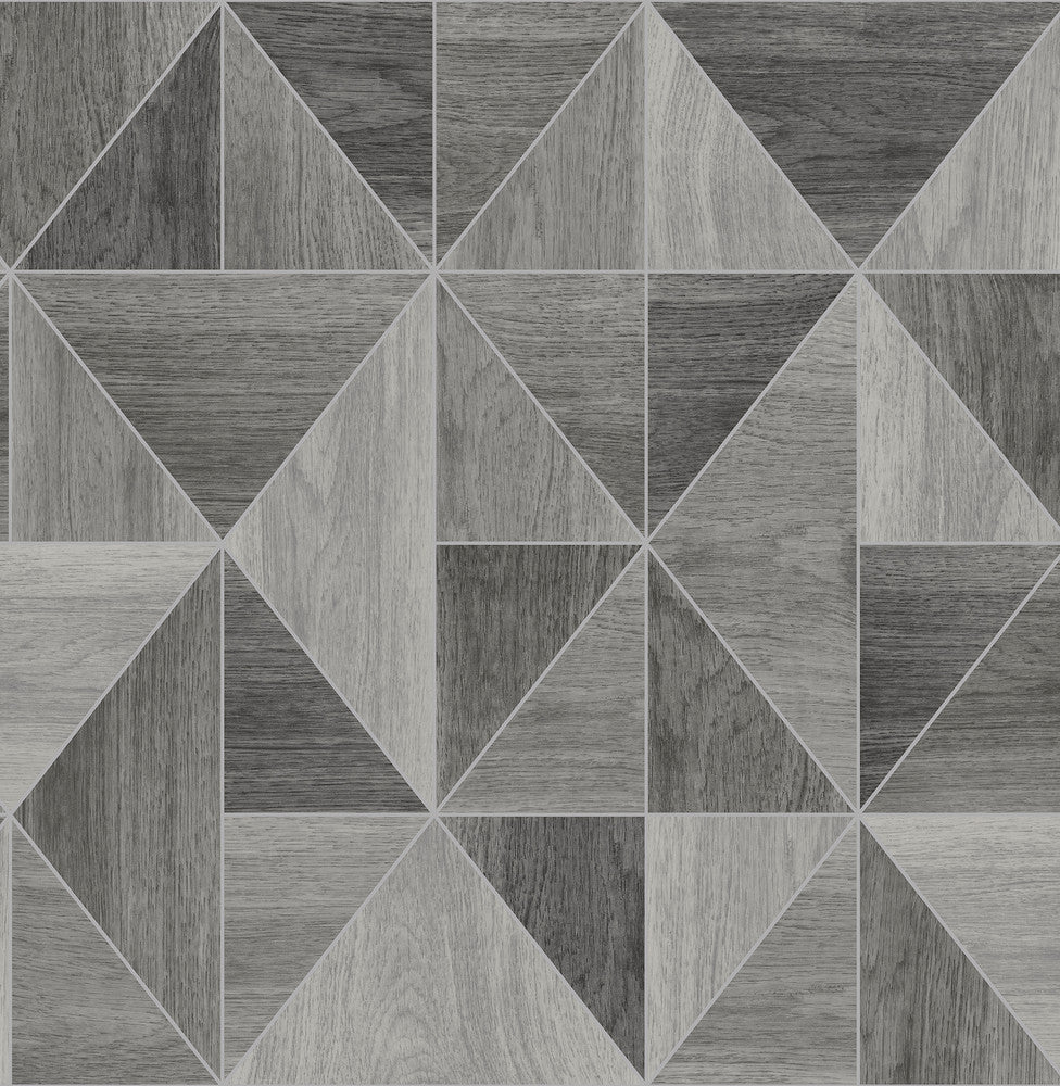 Corin Grey Wood Geometric Wallpaper by Advantage Designer Shades of Grey Covers about 56.4 square feet 20.5-in by 33-ft long roll Unpasted 10.4 - Swanky Fabrics -
