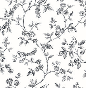 Ophelia Black Bird Trail Wallpaper by Advantage Designer