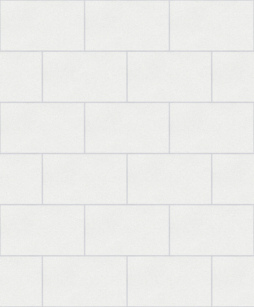 Angelo Ivory Subway Tile Wallpaper by Advantage Designer Shades of Grey Covers about 56.4 square feet 20.5-in by 33-ft long roll Unpasted 25.2 - Swanky Fabrics -