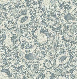 Revival Blue Fauna Wallpaper by A-Street Prints Designer