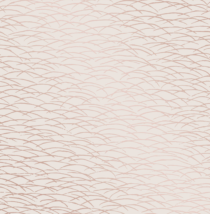 Hono Rose Gold Abstract Wave Wallpaper by A-Street Prints Designer Conran's Plain Simple Useful Covers about 56.4 square feet 20.5-in by 33-ft long roll Unpasted 20.9 - Swanky Fabrics -