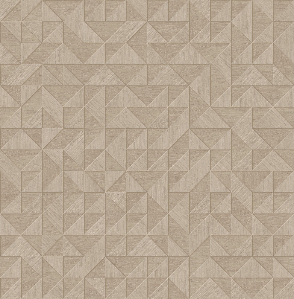 Gallerie Taupe Triangle Geometric Wallpaper by Decorline Designer Architecture Covers about 56.4 square feet 20.5-in by 33-ft long roll Unpasted 20.9 - Swanky Fabrics -
