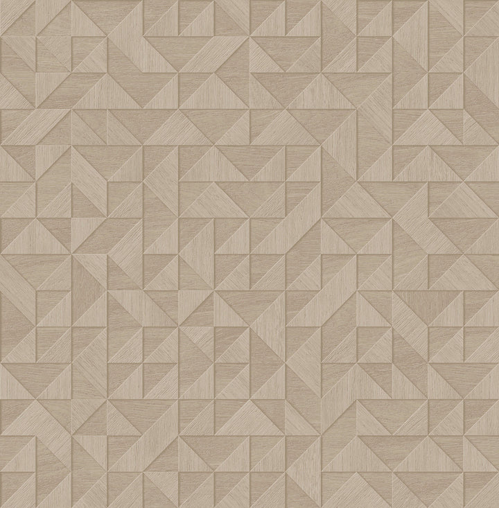 Gallerie Taupe Triangle Geometric Wallpaper by Decorline Designer Architecture Covers about 56.4 square feet 20.5-in by 33-ft long roll Unpasted 20.9 - Swanky Fabrics -