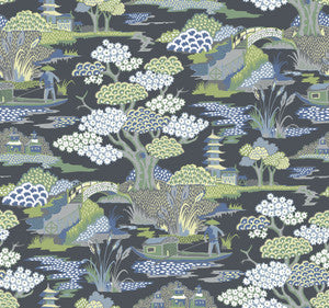 Joy De Vie Indigo Toile Wallpaper by A-Street Prints Designer