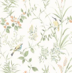 Imperial Garden Sage Botanical Wallpaper by Brewster Designer