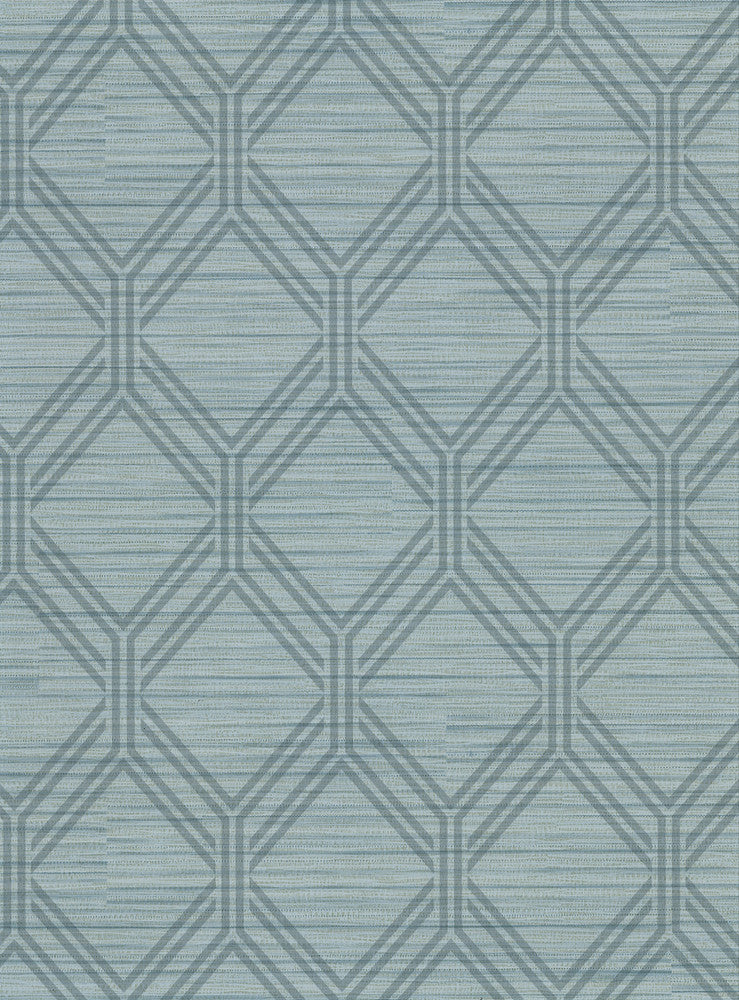 Vaughan Teal Geometric Wallpaper by Warner Designer Warner Basics V Covers about 60.8 square feet 27-in by 27-ft long roll Unpasted 9 - Swanky Fabrics -
