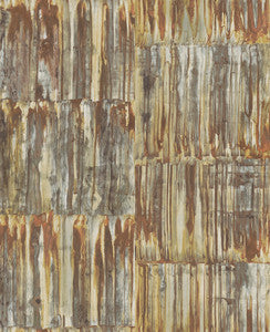 Patina Brass Faux Metal Panels Wallpaper by A-Street Prints Designer