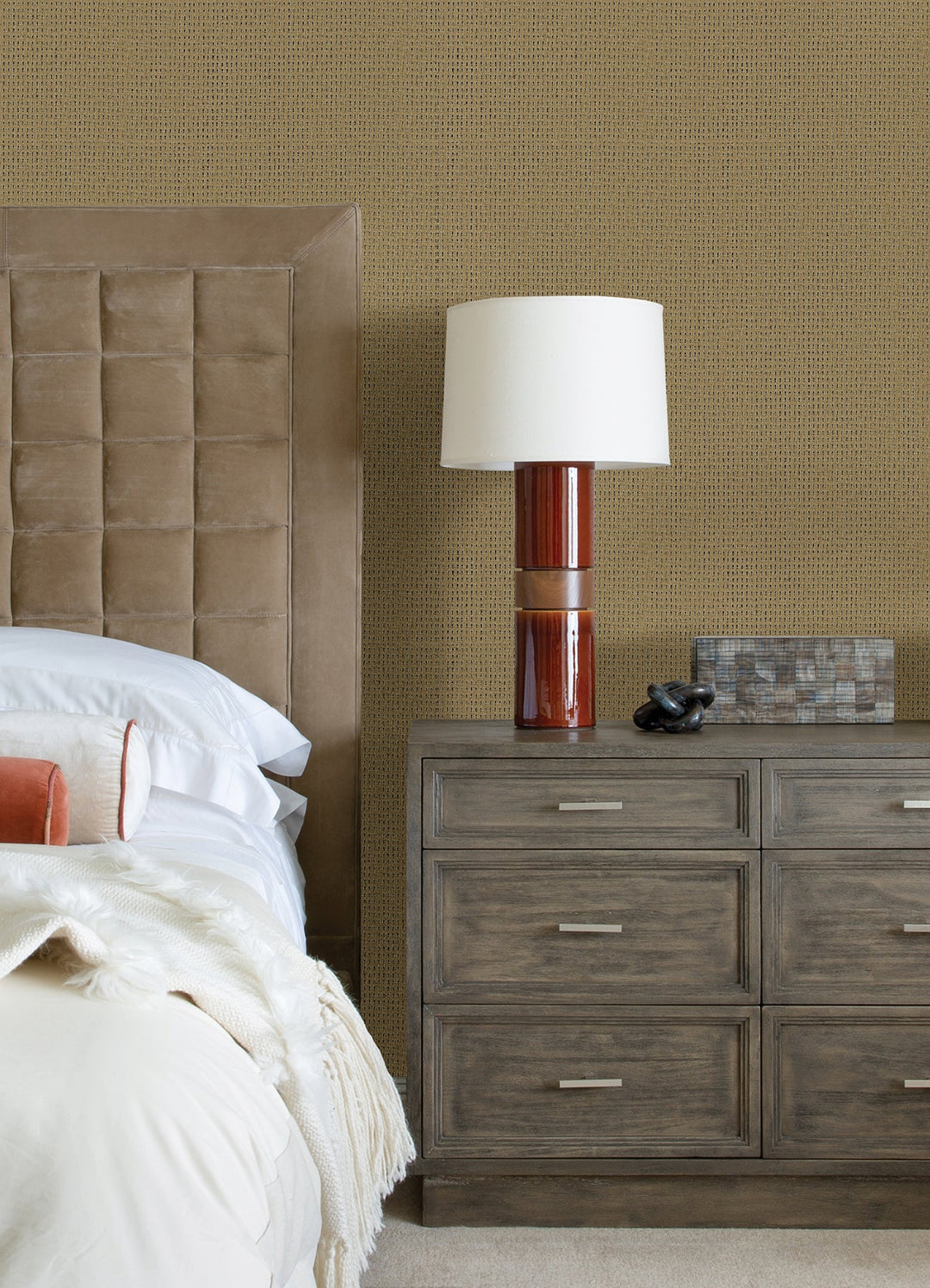 Ehuang Wheat Modern Basketweave Wallpaper by A-Street Prints Designer