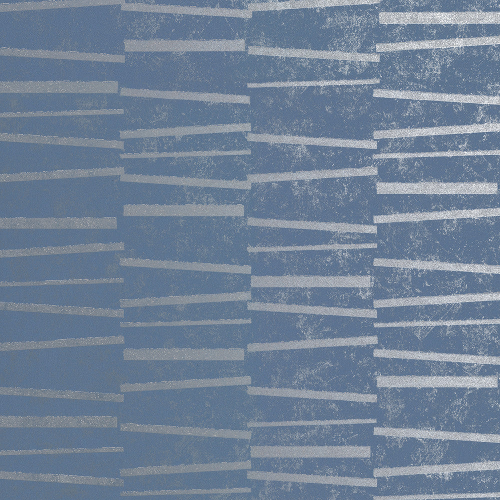 Luminescence Blue Abstract Stripe Wallpaper by Brewster Designer Polished Covers about 57.8 square feet 21-in by 33-ft long roll Unpasted 20.9 - Swanky Fabrics -