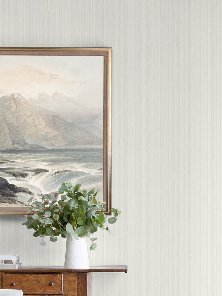 Sebasco Dove Vertical Pinstripe Wallpaper by A-Street Prints Designer