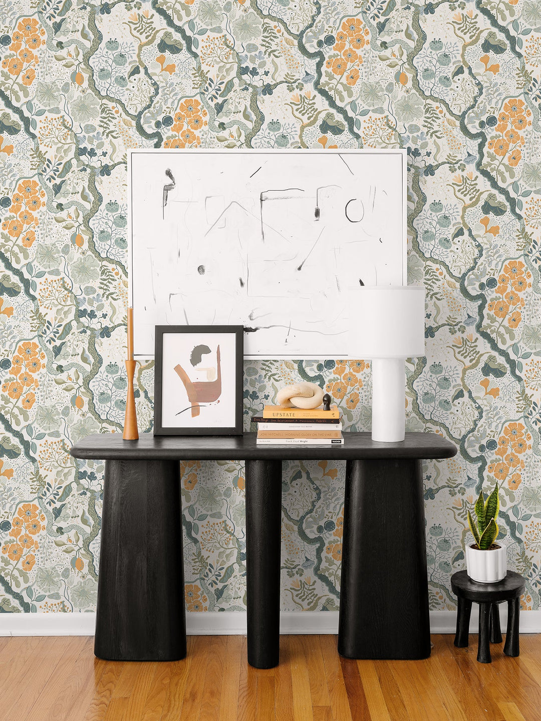 Ann Turquoise Floral Vines Wallpaper by A-Street Prints Designer