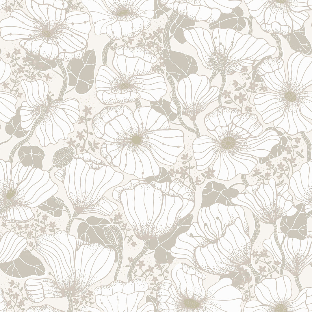 Matilda Grey Poppy Fields Wallpaper by A-Street Prints Designer