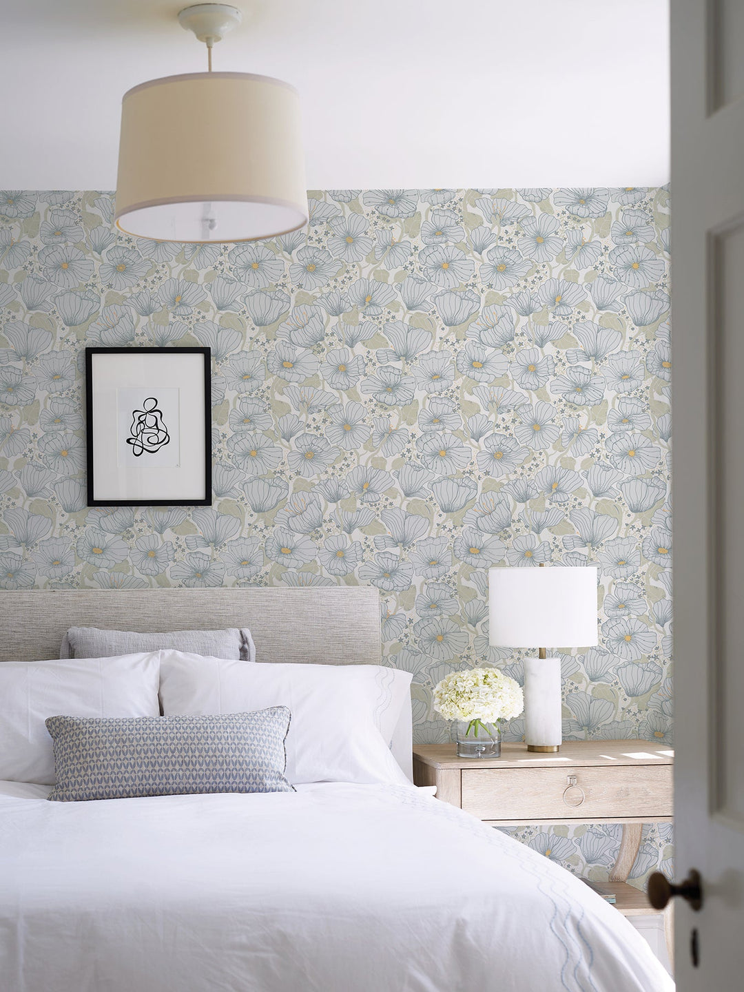 Matilda Blue Poppy Fields Wallpaper by A-Street Prints Designer