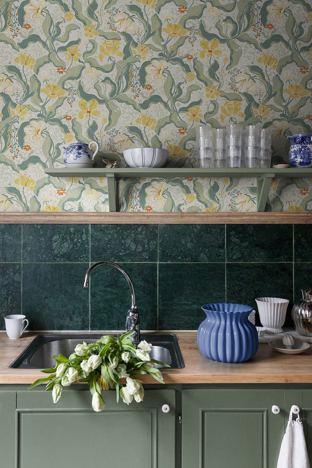 Bodri Yellow Tulip Garden Wallpaper by A-Street Prints Designer