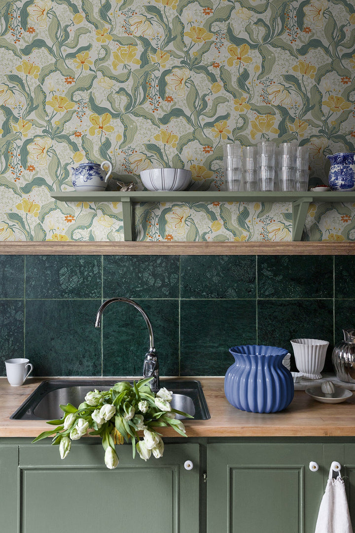 Bodri Yellow Tulip Garden Wallpaper by A-Street Prints Designer