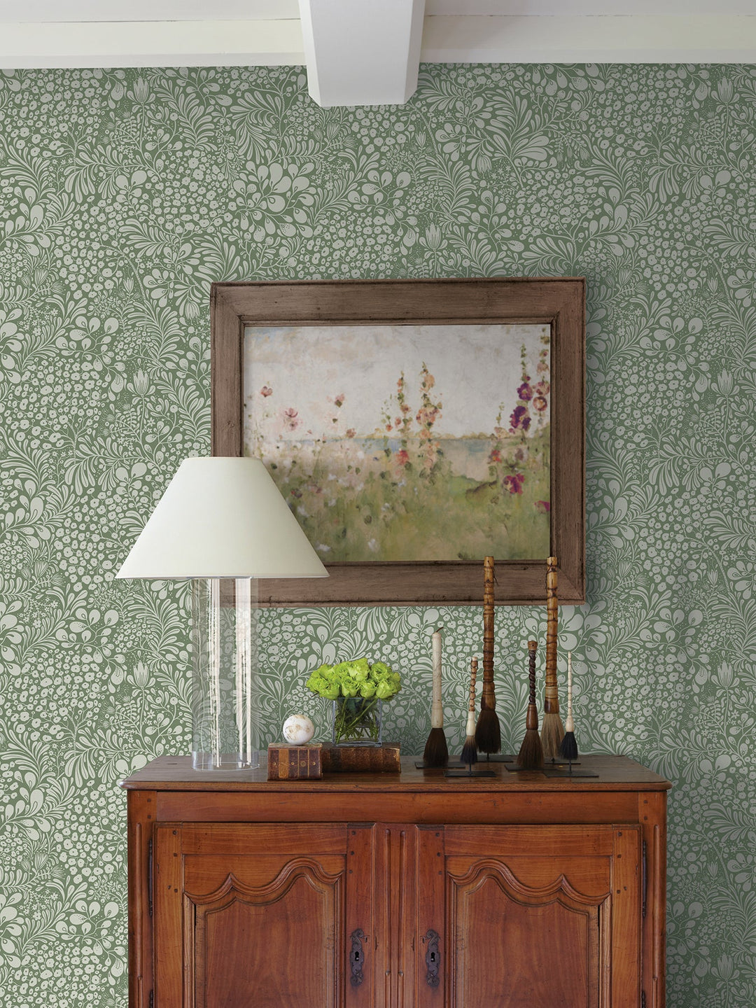 Siv Dark Green Botanical Wallpaper by A-Street Prints Designer