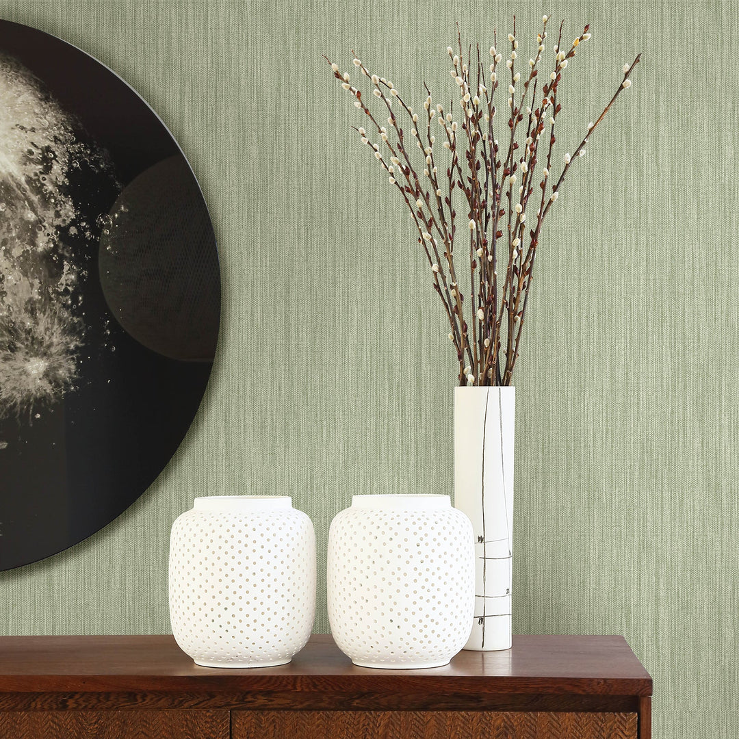 Chiniile Sage Linen Texture Wallpaper by A-Street Prints Designer