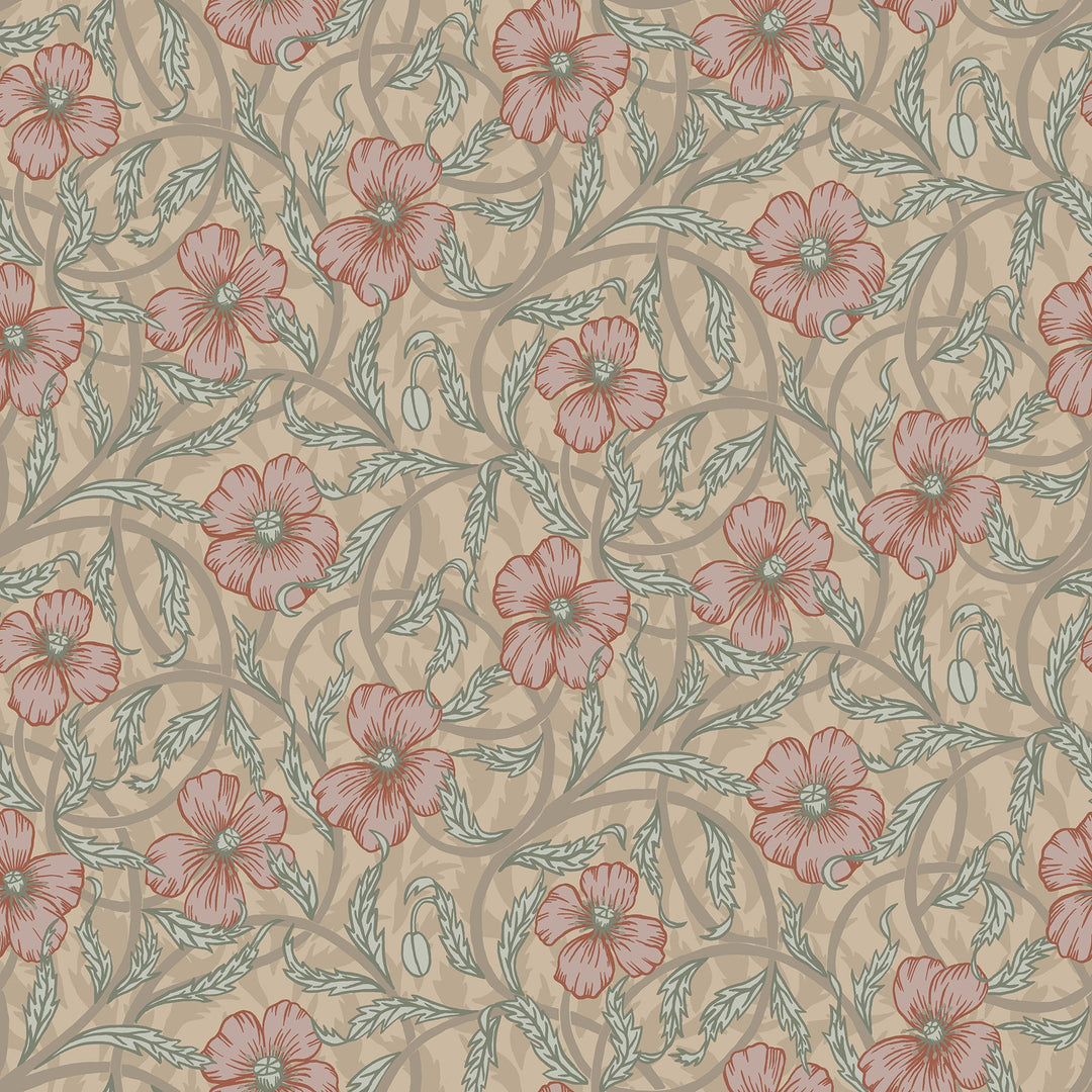 Imogen Light Brown Floral Wallpaper by A-Street Prints Designer