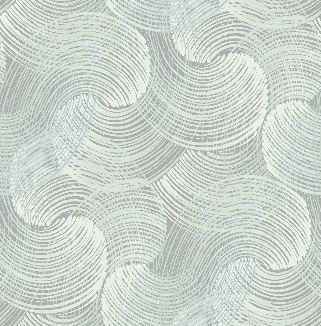 Karson Teal Swirling Geometric Wallpaper by A-Street Prints Designer