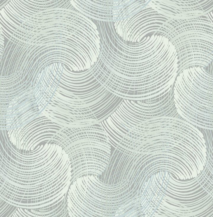 Karson Teal Swirling Geometric Wallpaper by A-Street Prints Designer