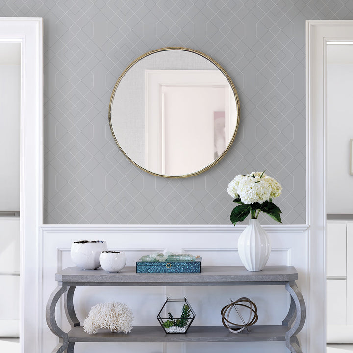 Ballard Pewter Geometric Wallpaper by A-Street Prints Designer