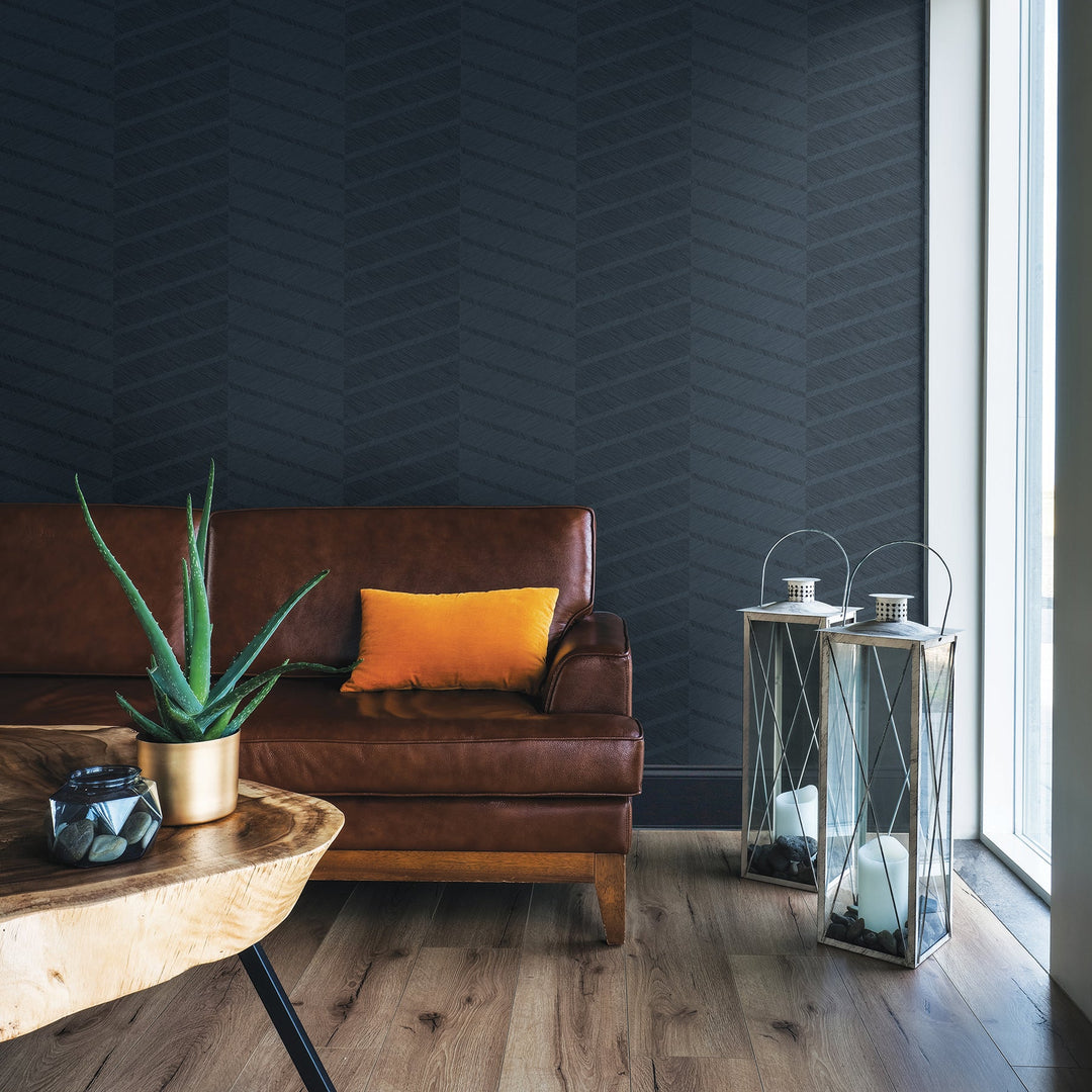 Aspen Indigo Chevron Wallpaper by A-Street Prints Designer