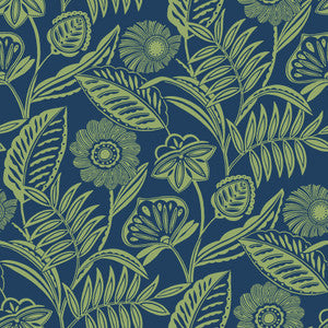Alma Blue Tropical Floral Wallpaper by A-Street Prints Designer