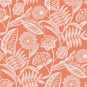 Alma Coral Tropical Floral Wallpaper by A-Street Prints Designer