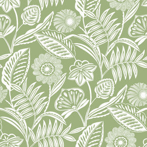 Alma Green Tropical Floral Wallpaper by A-Street Prints Designer
