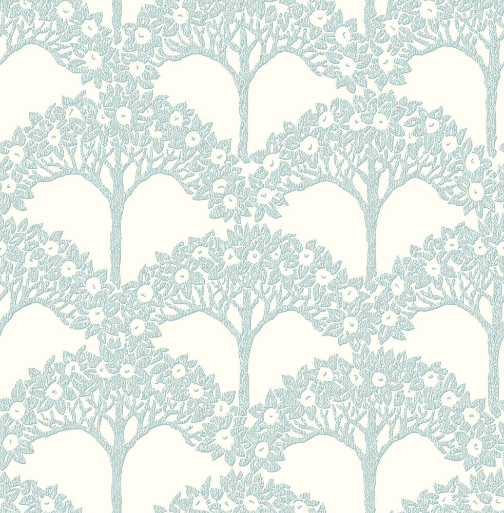 Dawson Turquoise Magnolia Tree Wallpaper by A-Street Prints Designer Revival Covers about 56.4 square feet 20.5-in by 33-ft long roll Unpasted 20.9 - Swanky Fabrics -
