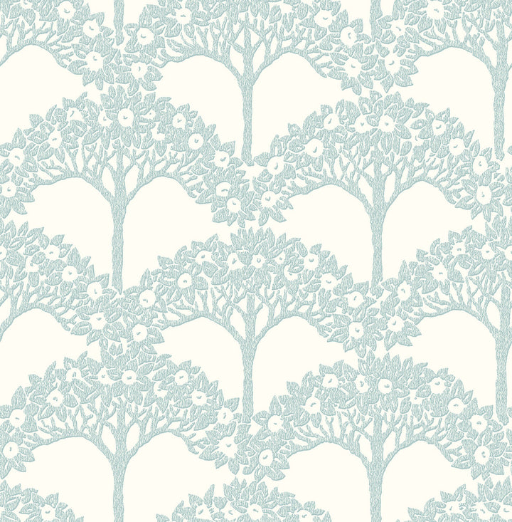 Dawson Turquoise Magnolia Tree Wallpaper by A-Street Prints Designer Revival Covers about 56.4 square feet 20.5-in by 33-ft long roll Unpasted 20.9 - Swanky Fabrics -