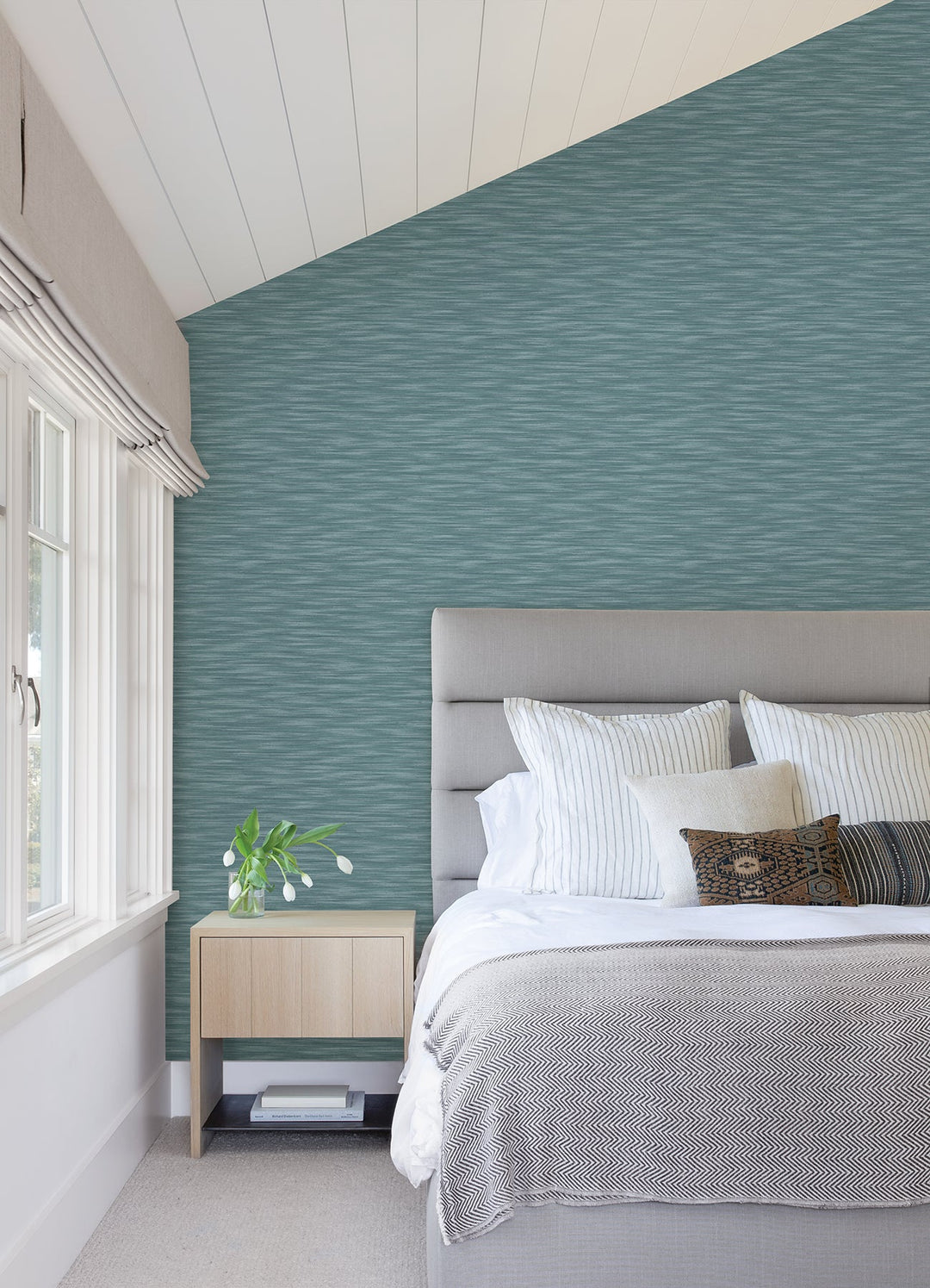 Benson Dark Blue Variegated Stripe Wallpaper by A-Street Prints Designer