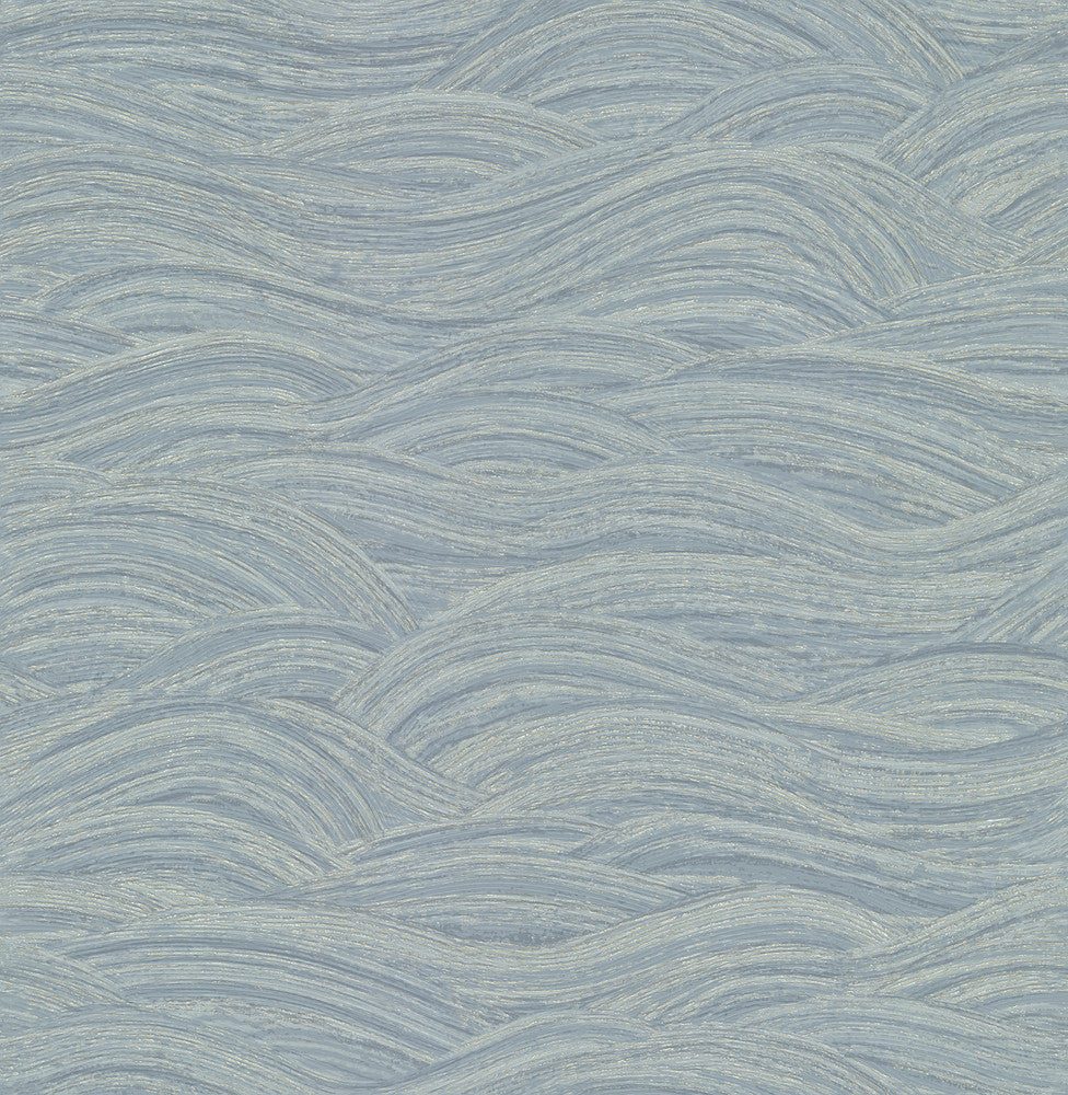 Leith Blue Zen Waves Wallpaper by A-Street Prints Designer Dimensions Covers about 57.5 square feet 20.9-in by 33-ft long roll Unpasted 20.9 - Swanky Fabrics -