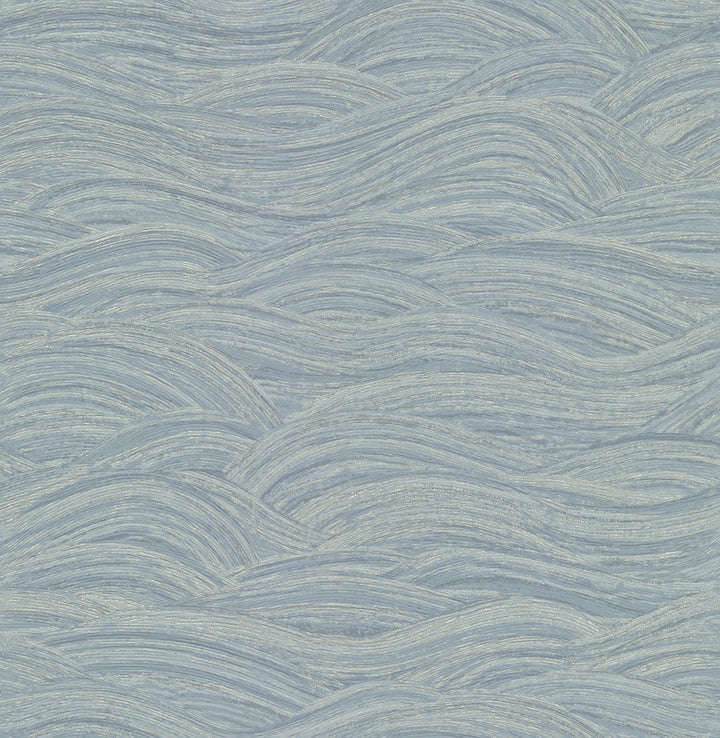 Leith Blue Zen Waves Wallpaper by A-Street Prints Designer Dimensions Covers about 57.5 square feet 20.9-in by 33-ft long roll Unpasted 20.9 - Swanky Fabrics -