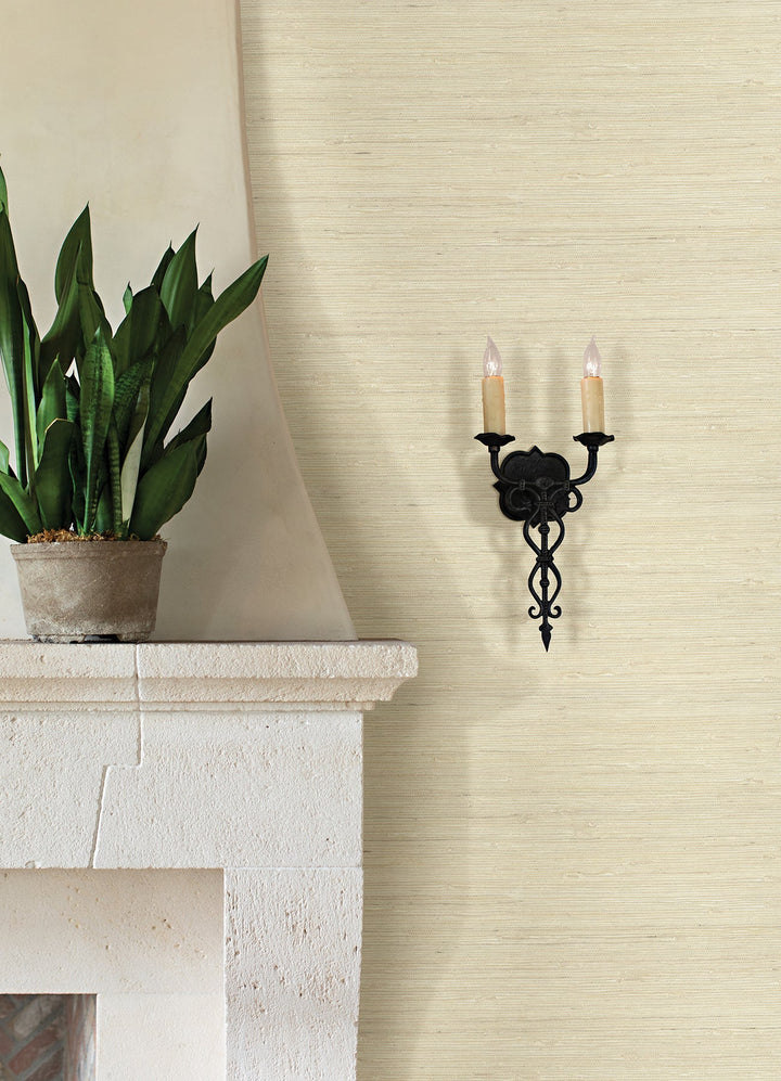 Battan Cream Jute Grasscloth Wallpaper by A-Street Prints Designer