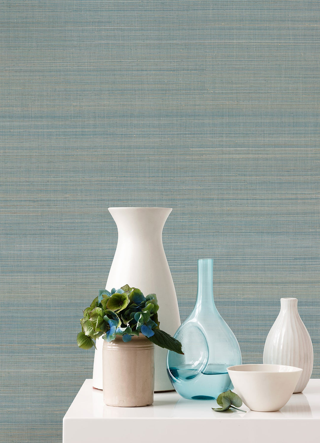 Mai Turquoise Abaca Grasscloth Wallpaper by A-Street Prints Designer