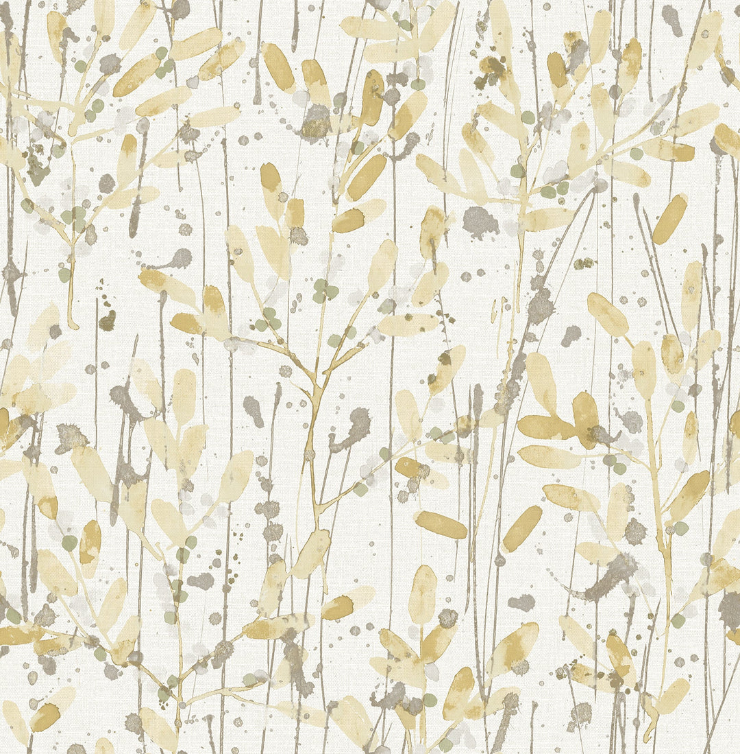 Leandra Yellow Floral Trail Wallpaper by A-Street Prints Designer