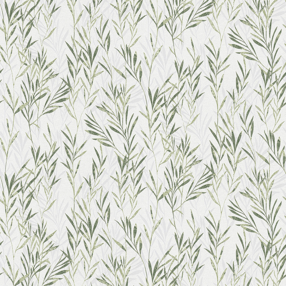 Bondi Green Botanical Wallpaper by Advantage Designer Bali Covers about 57.8 square feet 21-in by 33-ft long roll Unpasted 25.2 - Swanky Fabrics -