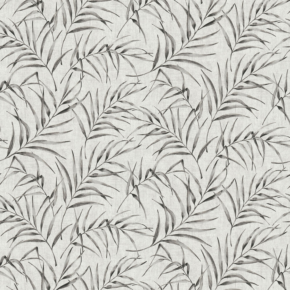 Lani Grey Fronds Wallpaper by Advantage Designer Bali Covers about 57.8 square feet 21-in by 33-ft long roll Unpasted 25.2 - Swanky Fabrics -