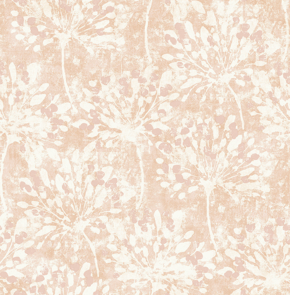 Dori Blush Painterly Floral Wallpaper by Advantage Designer Splash Covers about 56.4 square feet 20.5-in by 33-ft long roll Unpasted 20.9 - Swanky Fabrics -