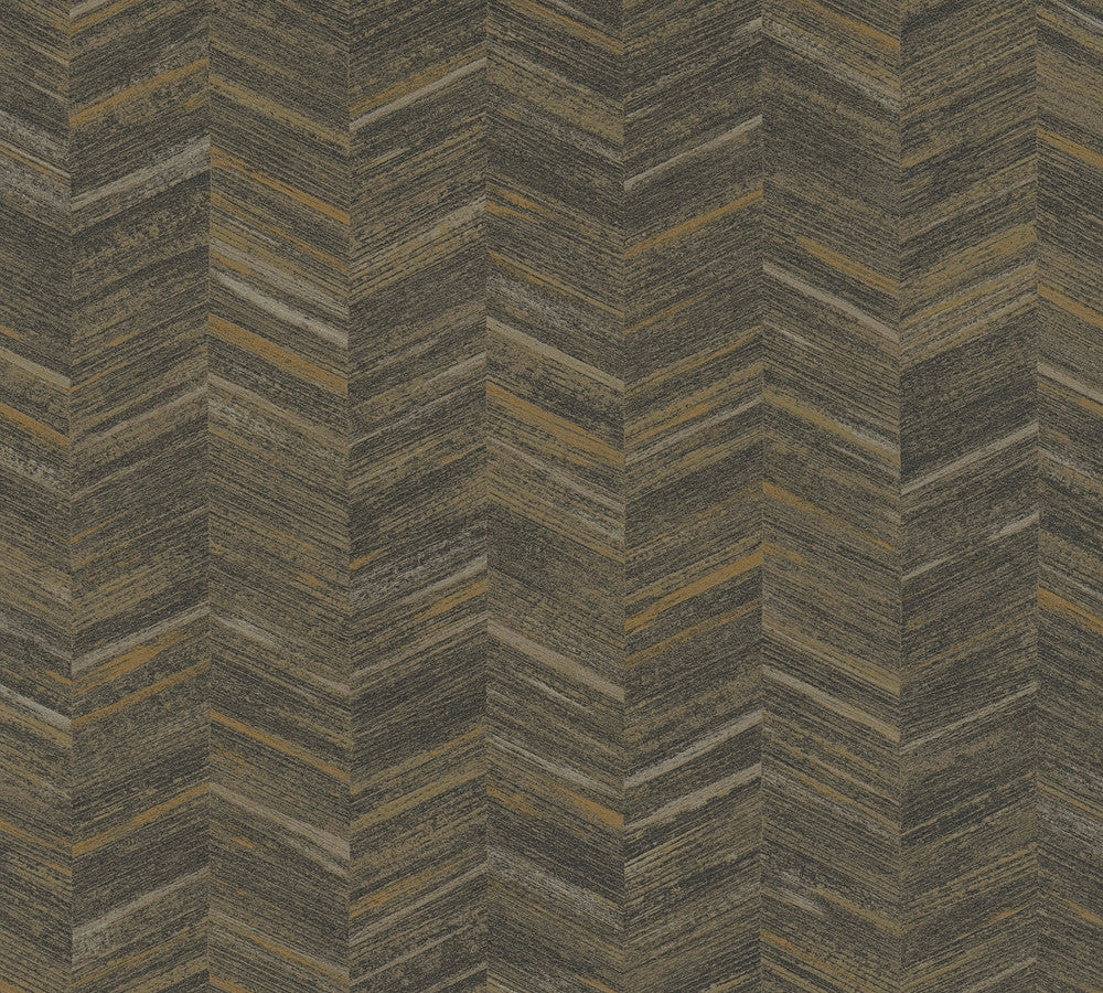 Tatlin Brown Chevron Wallpaper by Advantage Designer Splash Covers about 57.5 square feet 20.9-in by 33-ft long roll Unpasted 12.6 - Swanky Fabrics -