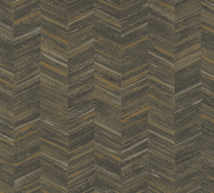 Tatlin Brown Chevron Wallpaper by Advantage Designer Splash Covers about 57.5 square feet 20.9-in by 33-ft long roll Unpasted 12.6 - Swanky Fabrics -