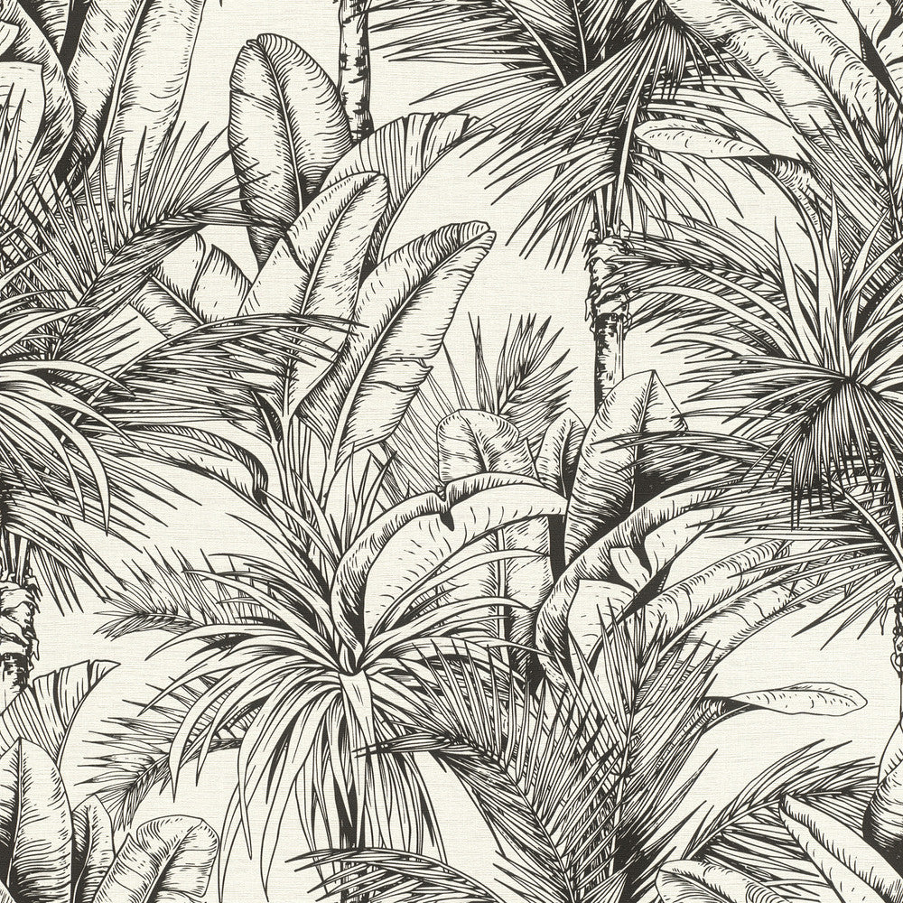 Serra White Palm Wallpaper by Advantage Designer Splash Covers about 57.5 square feet 20.9-in by 33-ft long roll Unpasted 20.9 - Swanky Fabrics -
