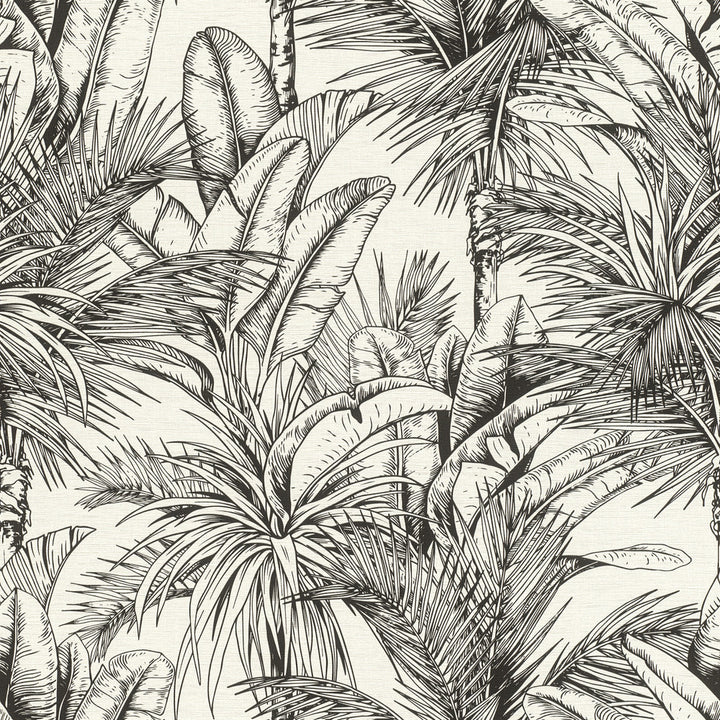 Serra White Palm Wallpaper by Advantage Designer Splash Covers about 57.5 square feet 20.9-in by 33-ft long roll Unpasted 20.9 - Swanky Fabrics -
