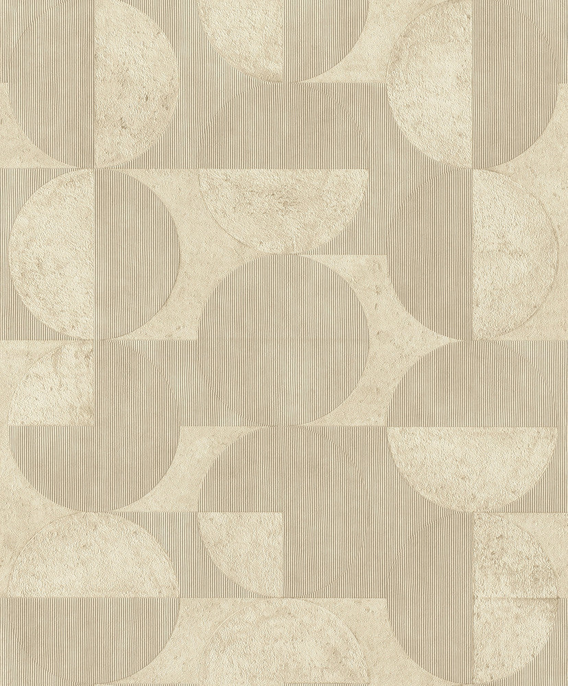 Barcelo Beige Circles Wallpaper by Advantage Designer Splash Covers about 57.5 square feet 20.9-in by 33-ft long roll Unpasted 15.7 - Swanky Fabrics -